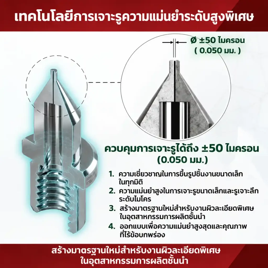 เทคโนโลยีเจาะรูความแม่นยำสูง ควบคุมความแม่นยำได้ถึง ±50 ไมครอน โดย สหพรทูล