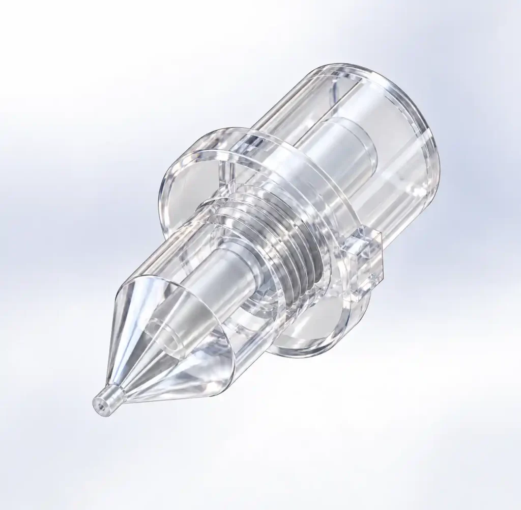 Custom clear plastic precision nozzle manufactured by Sahaporntool